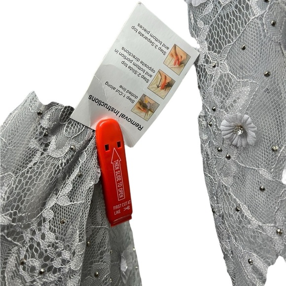 NWT Mac Duggal 67387 Floral Embellished Lace A-line Cocktail Sterling DRESS 8 - Picture 7 of 12